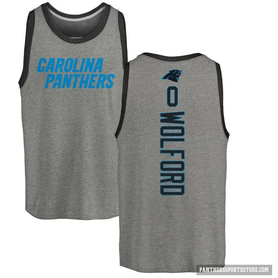 Men's ＃0 John Wolford Carolina Panthers Ash Backer Tank Top