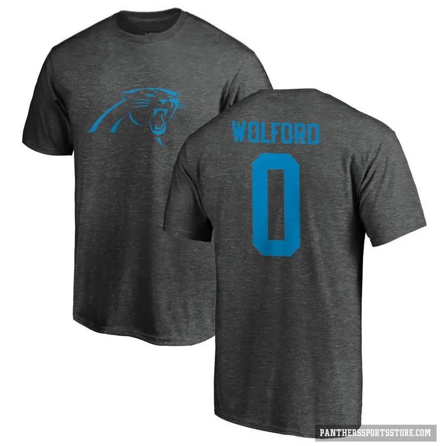 Men's ＃0 John Wolford Carolina Panthers Ash One Color T-Shirt