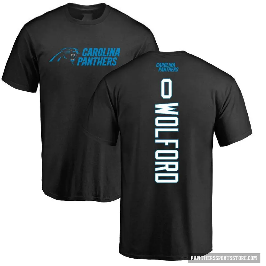 Men's ＃0 John Wolford Carolina Panthers Black Backer T-Shirt