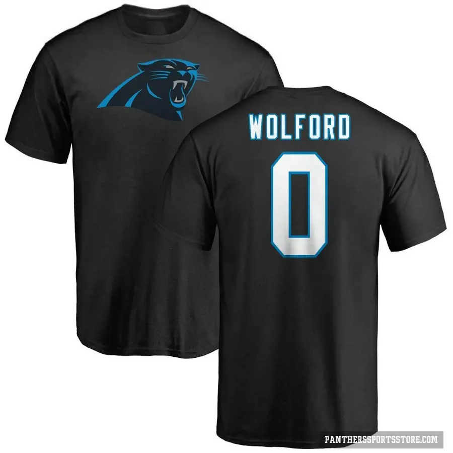 Men's ＃0 John Wolford Carolina Panthers Black Logo T-Shirt