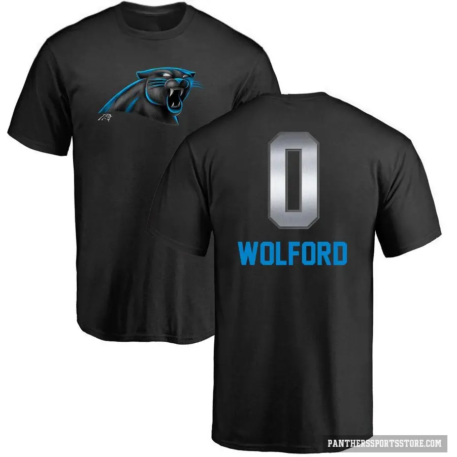 Men's ＃0 John Wolford Carolina Panthers Black Midnight Mascot T-Shirt