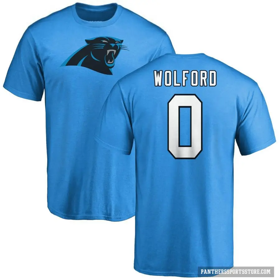 Men's ＃0 John Wolford Carolina Panthers Blue Logo T-Shirt