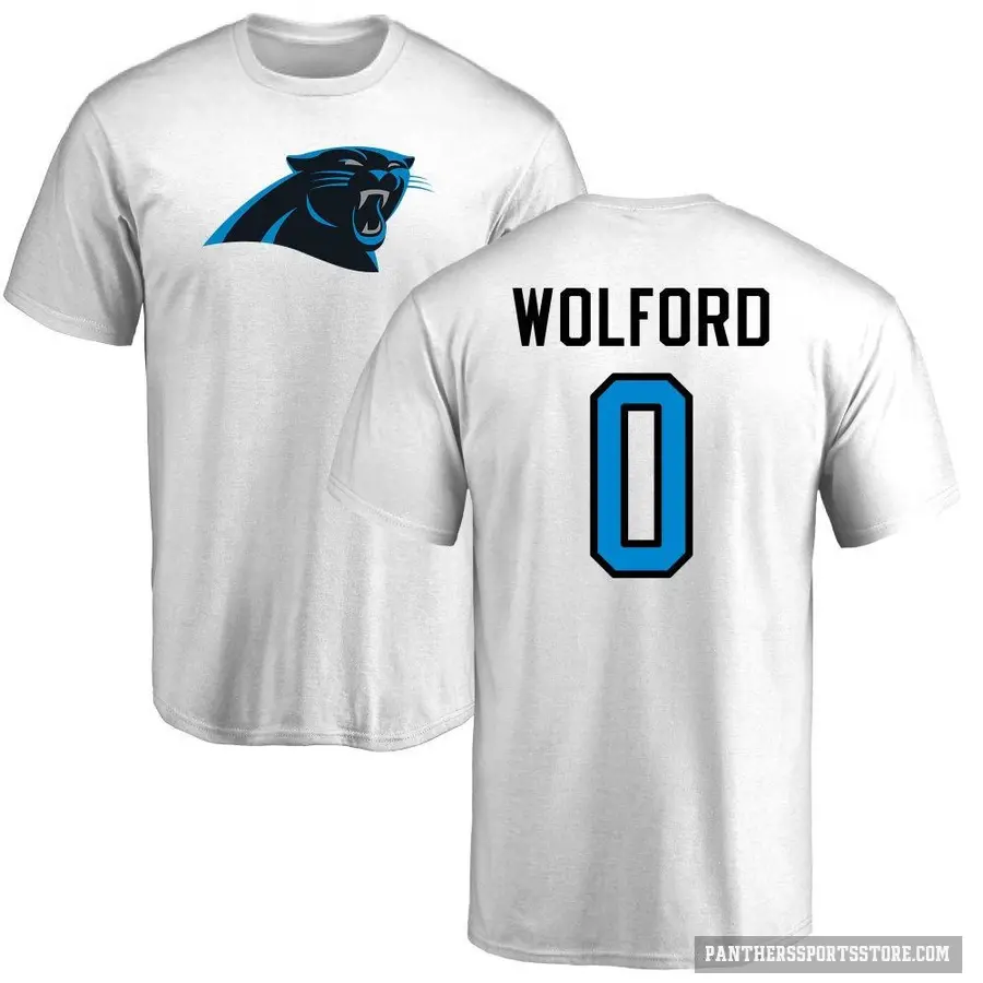 Men's ＃0 John Wolford Carolina Panthers White Logo T-Shirt