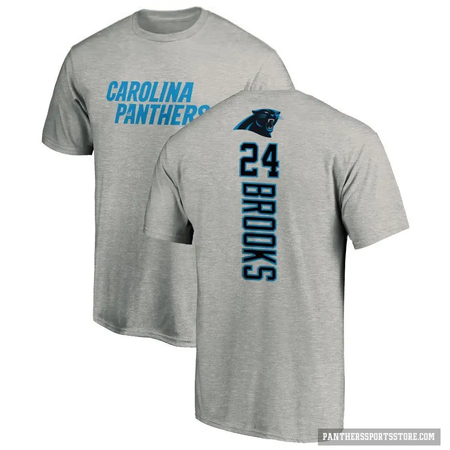 Men's ＃24 Jonathon Brooks Carolina Panthers Ash Backer T-Shirt