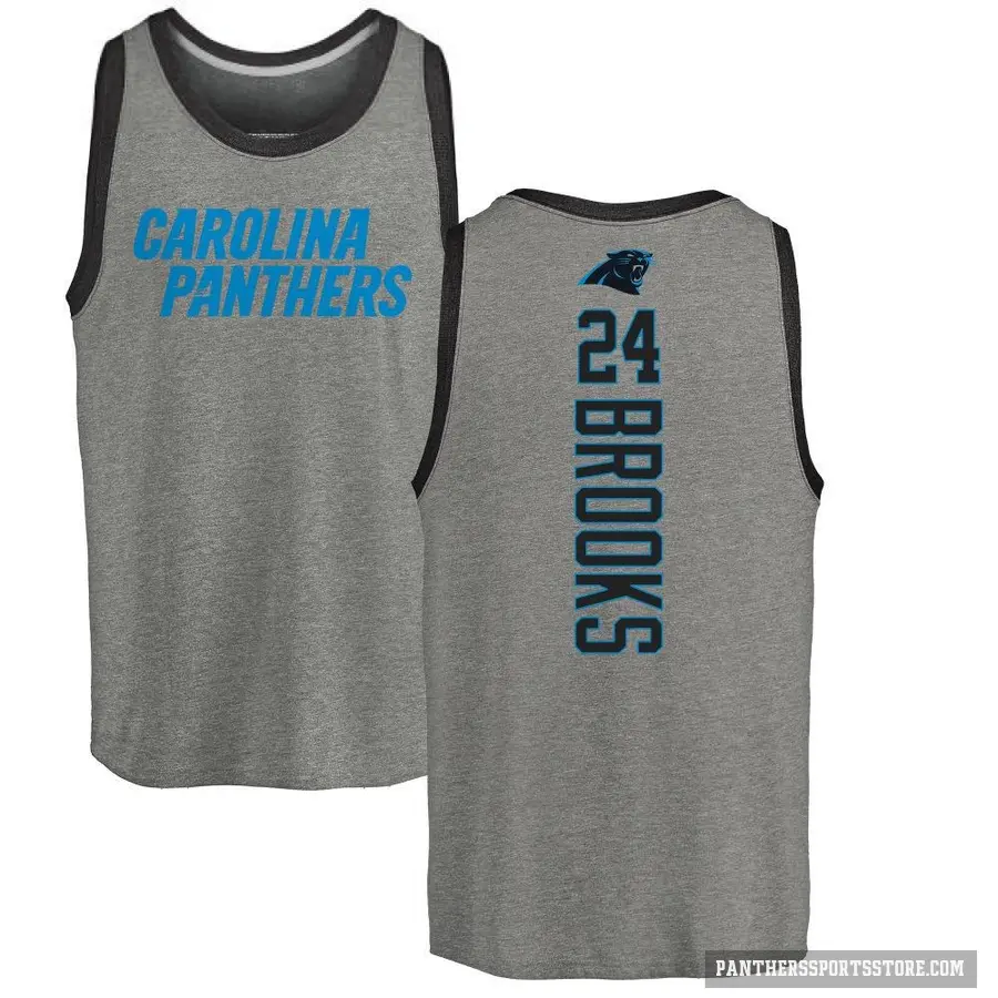 Men's ＃24 Jonathon Brooks Carolina Panthers Ash Backer Tank Top