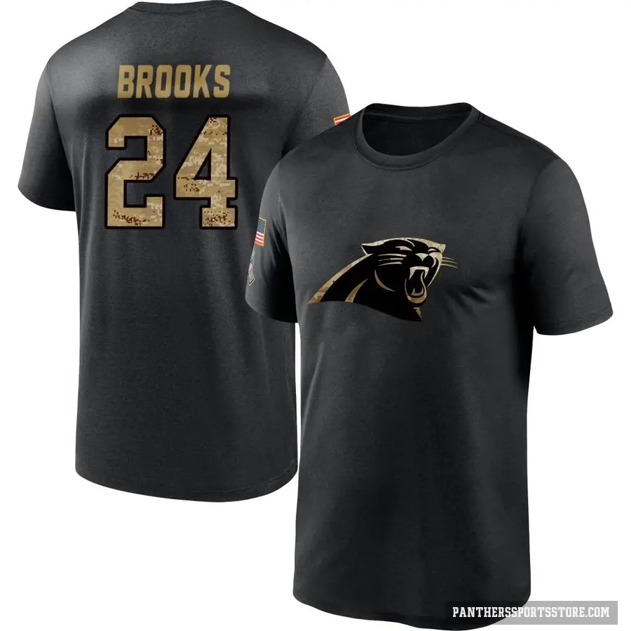 Men's ＃24 Jonathon Brooks Carolina Panthers Black 2020 Salute To Service Performance T-Shirt