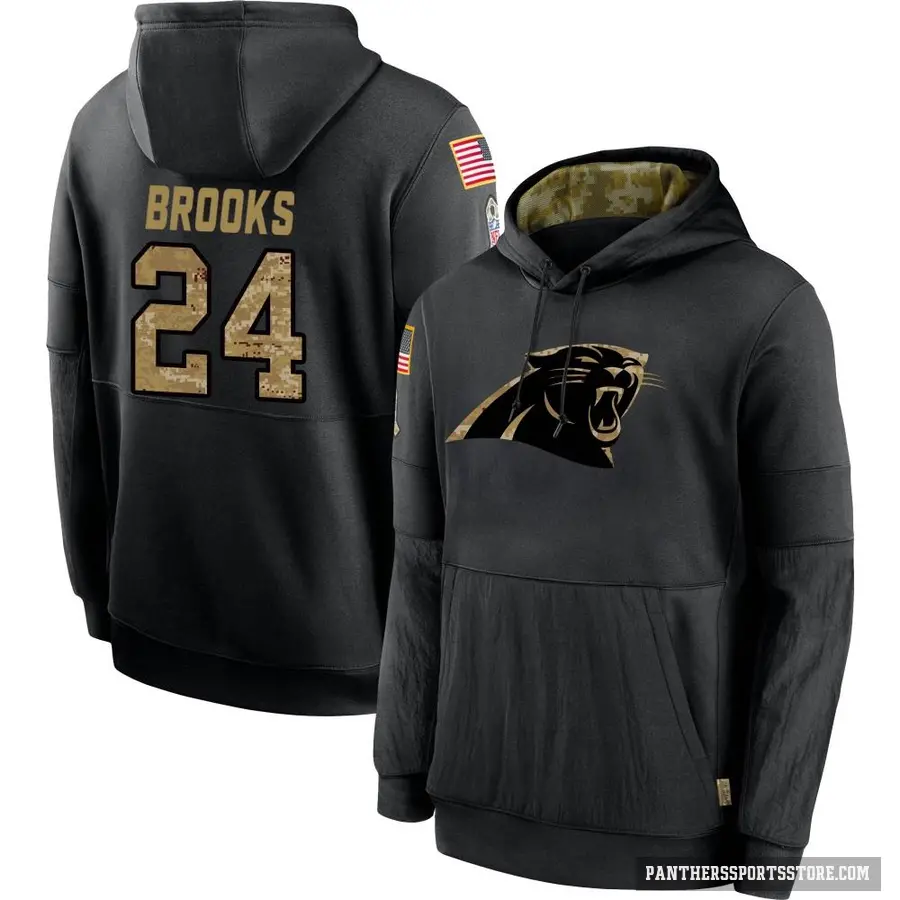 Men's ＃24 Jonathon Brooks Carolina Panthers Black 2020 Salute to Service Sideline Performance Pullover Hoodie