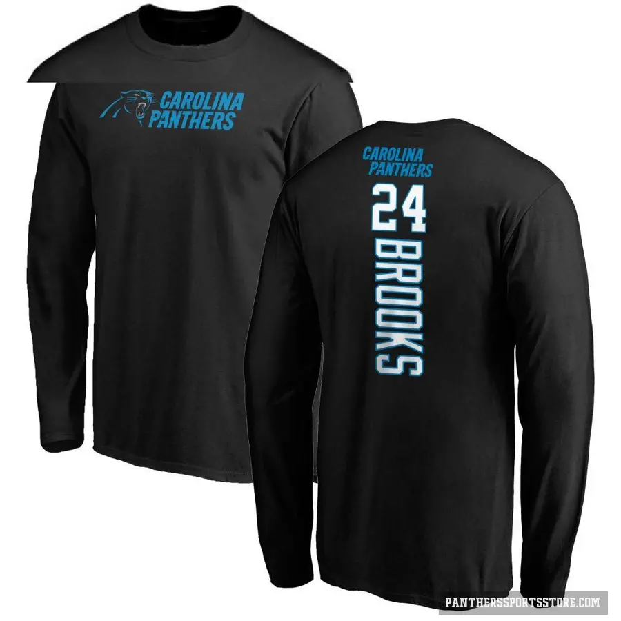 Men's ＃24 Jonathon Brooks Carolina Panthers Black Backer Long Sleeve T-Shirt