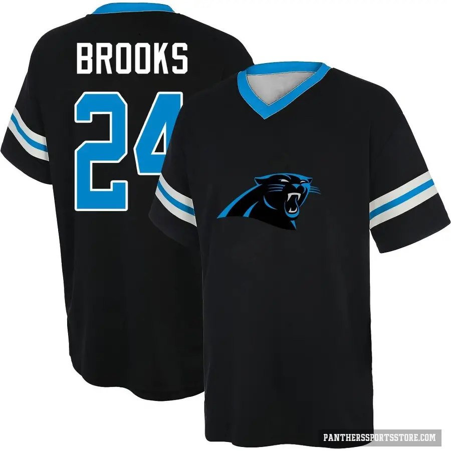 Men's ＃24 Jonathon Brooks Carolina Panthers Black Game Day V-Neck T-Shirt