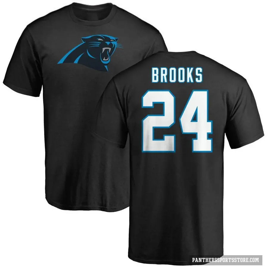 Men's ＃24 Jonathon Brooks Carolina Panthers Black Logo T-Shirt