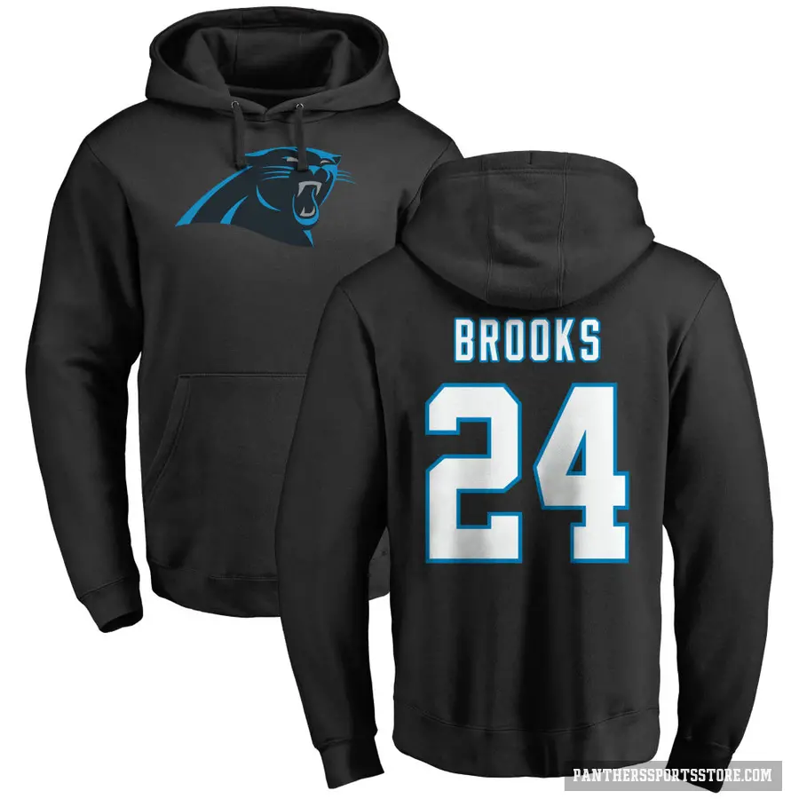 Men's ＃24 Jonathon Brooks Carolina Panthers Black Pro Line Logo Pullover Hoodie