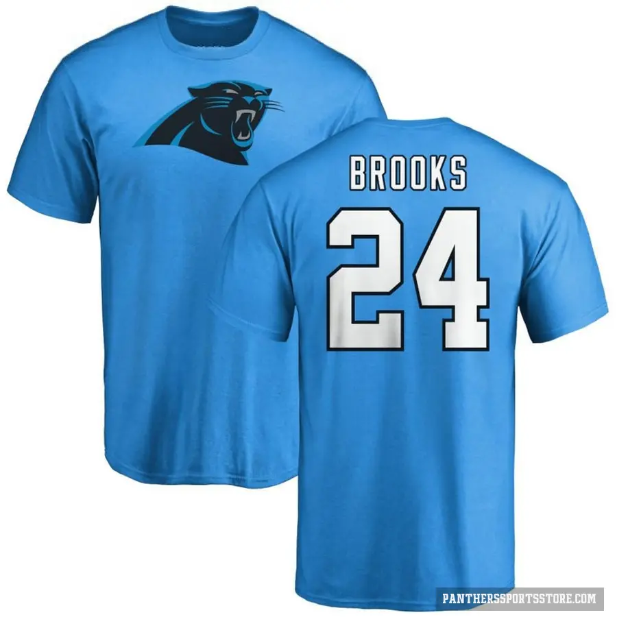 Men's ＃24 Jonathon Brooks Carolina Panthers Blue Logo T-Shirt