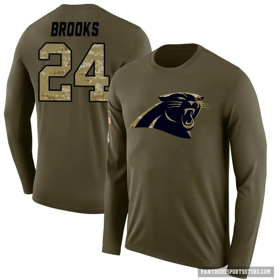 Men's ＃24 Jonathon Brooks Carolina Panthers Olive Salute to Service Sideline Long Sleeve T-Shirt