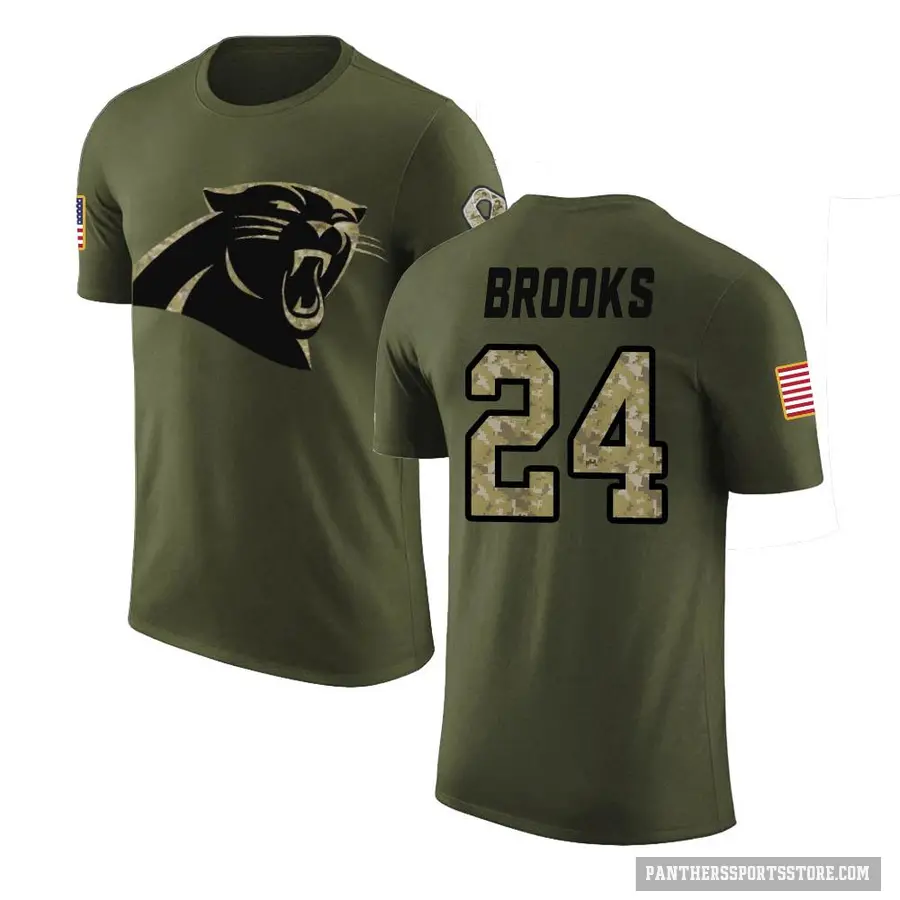 Men's ＃24 Jonathon Brooks Carolina Panthers Olive Salute to Service T-Shirt