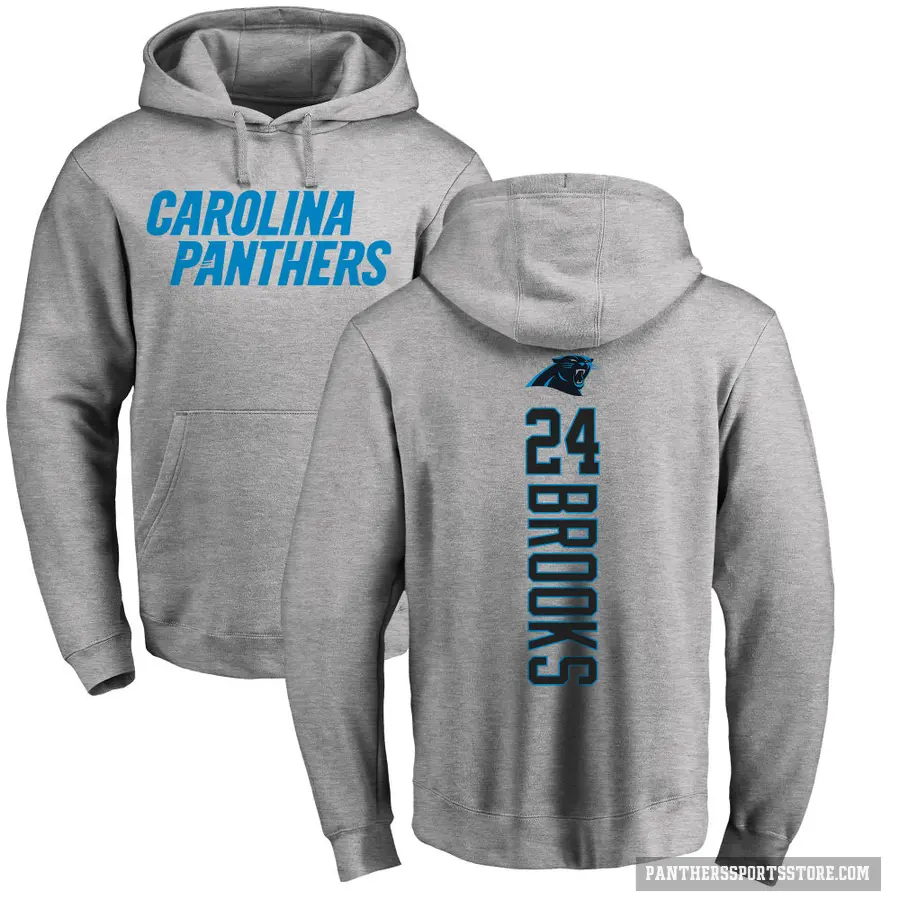 Men's ＃24 Jonathon Brooks Carolina Panthers Pro Line Ash Backer Pullover Hoodie