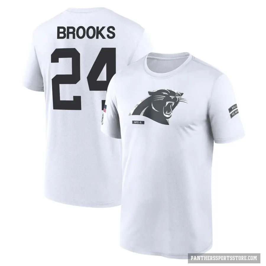 Men's ＃24 Jonathon Brooks Carolina Panthers White 2024 Salute to Service Performance T-Shirt