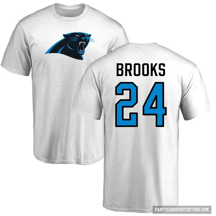 Men's ＃24 Jonathon Brooks Carolina Panthers White Logo T-Shirt