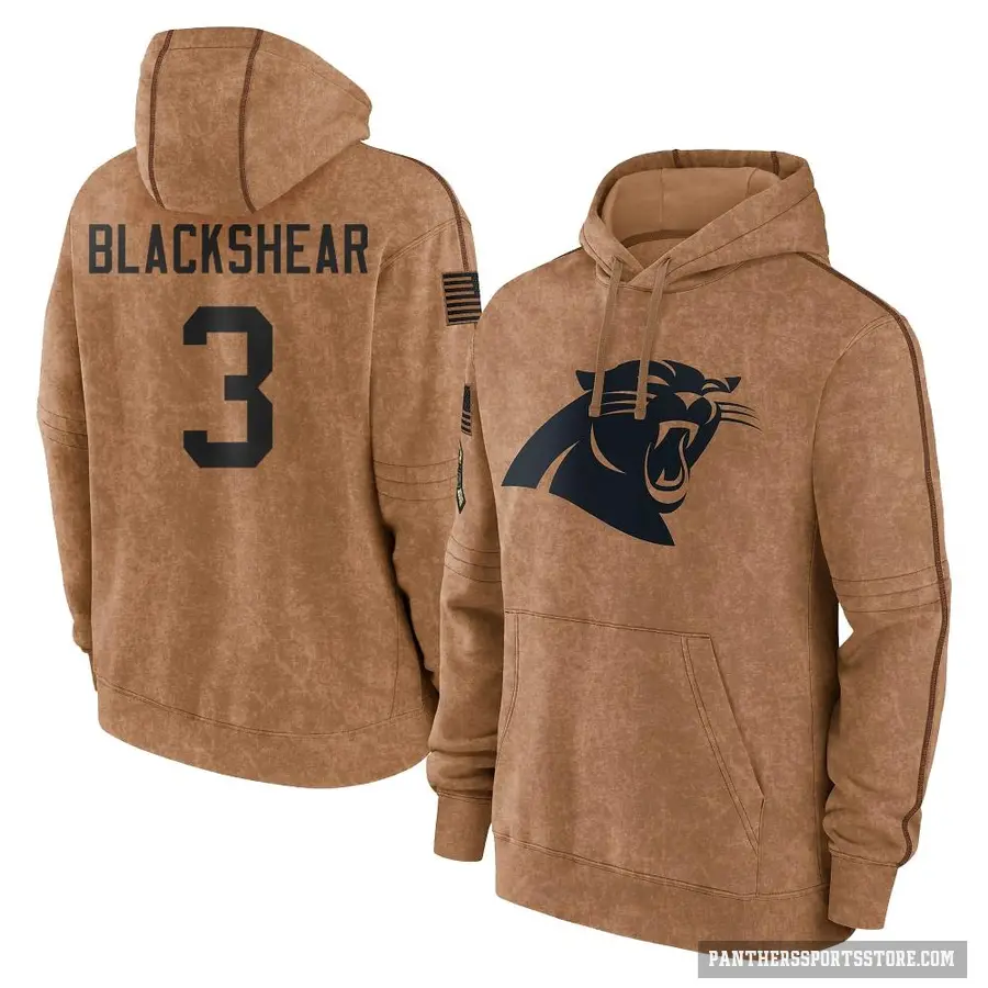 Men's ＃3 Raheem Blackshear Carolina Panthers Brown 2023 Salute To Service Club Pullover Hoodie