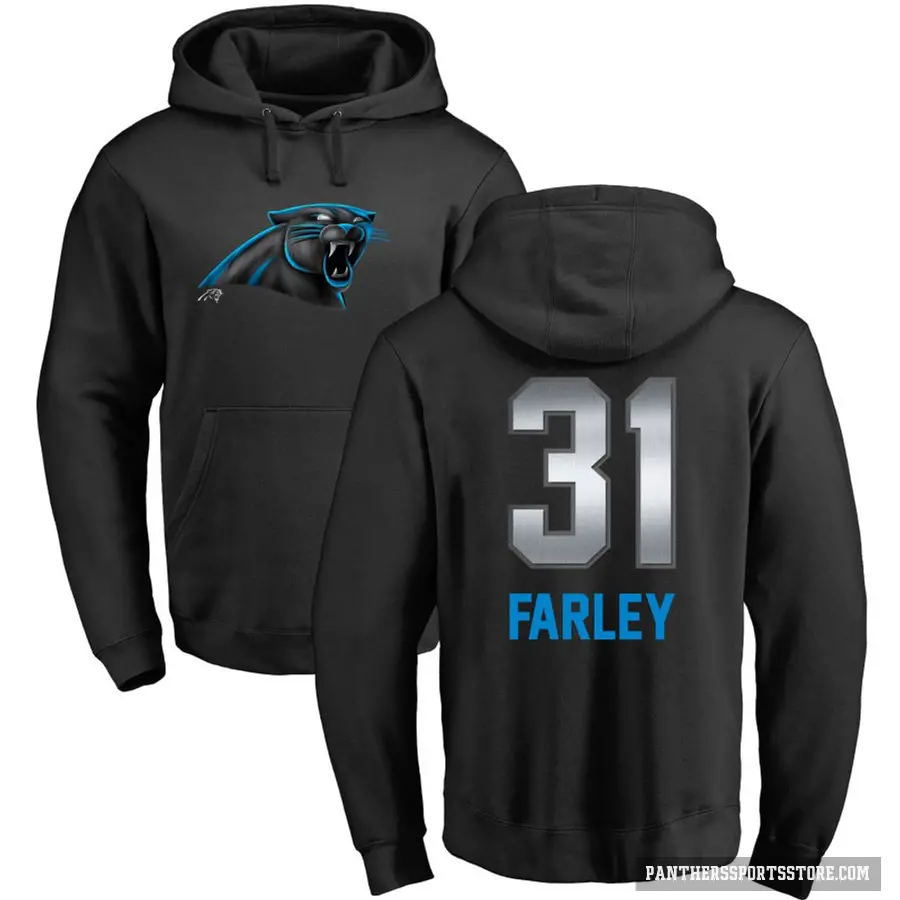 Men's ＃31 Caleb Farley Carolina Panthers Black Midnight Mascot Pullover Hoodie