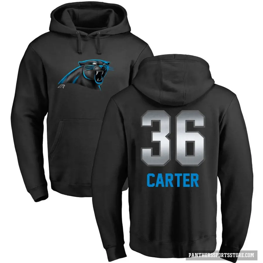 Men's ＃36 Devin Carter Carolina Panthers Black Midnight Mascot Pullover Hoodie