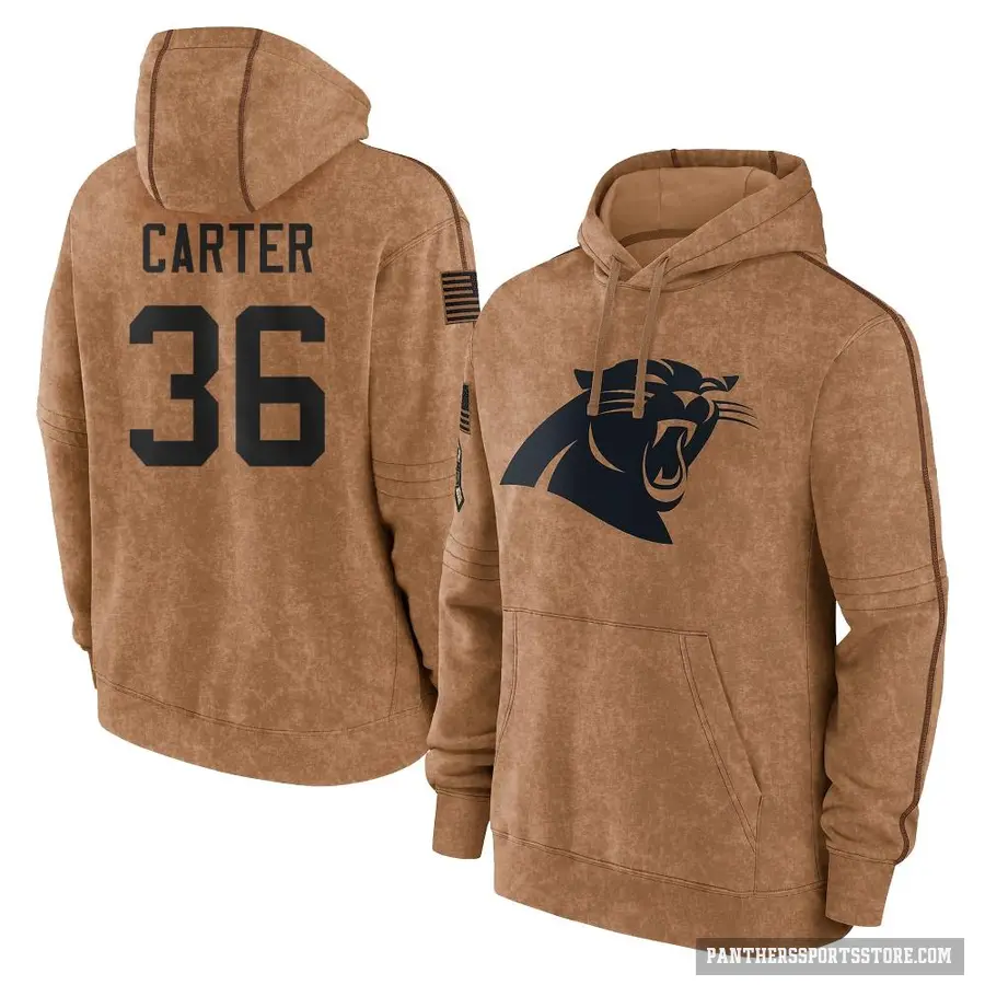 Men's ＃36 Devin Carter Carolina Panthers Brown 2023 Salute To Service Club Pullover Hoodie