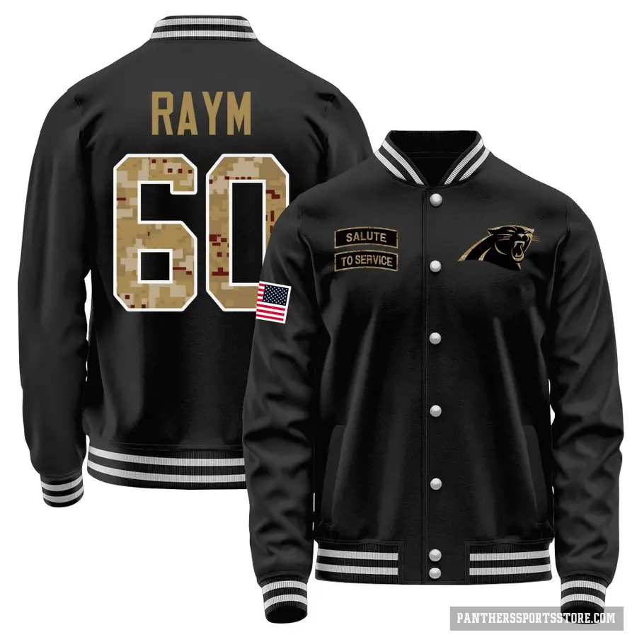 Men's ＃60 Andrew Raym Carolina Panthers Black Salute to Service Sideline Performance Jacket