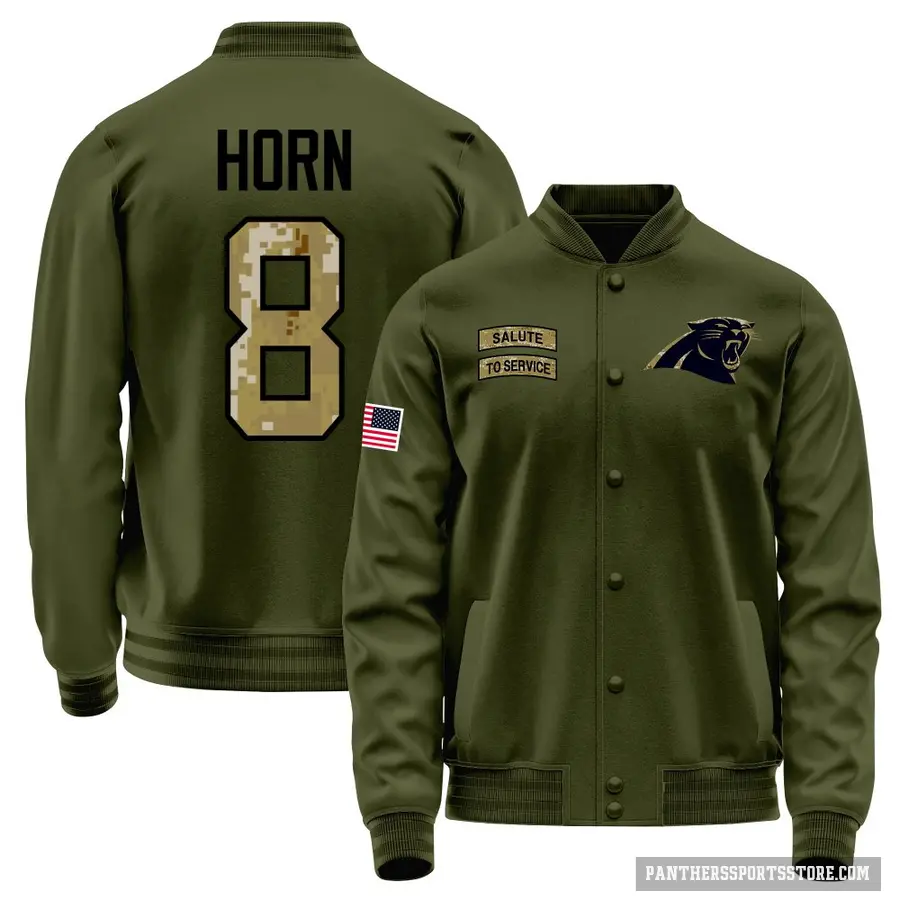 Men's ＃8 Jaycee Horn Carolina Panthers Olive Salute to Service Sideline Performance Jacket