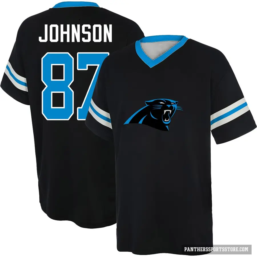 Men's ＃87 Cam Johnson Carolina Panthers Black Game Day V-Neck T-Shirt