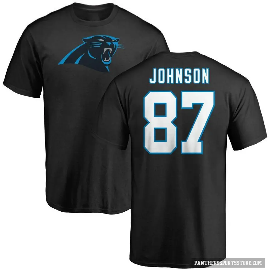 Men's ＃87 Cam Johnson Carolina Panthers Black Logo T-Shirt