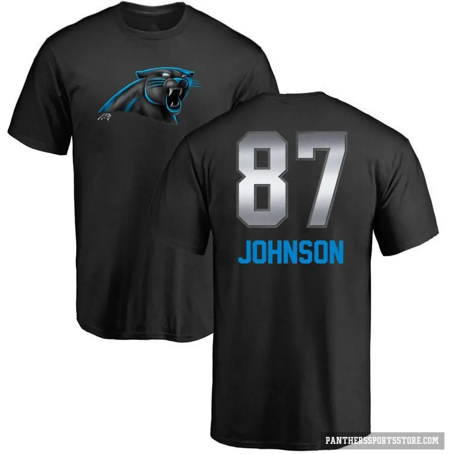 Men's ＃87 Cam Johnson Carolina Panthers Black Midnight Mascot T-Shirt