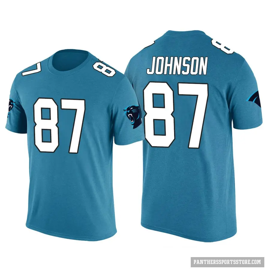 Men's ＃87 Cam Johnson Carolina Panthers Blue Color Rush T-Shirt