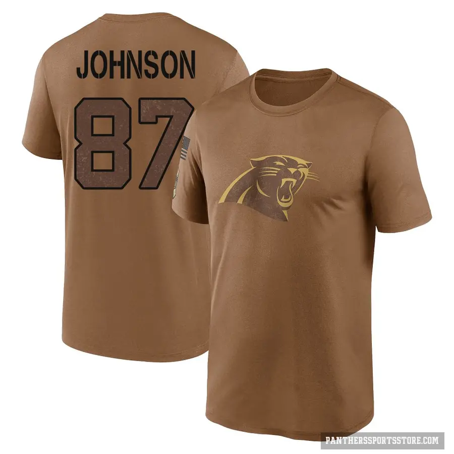 Men's ＃87 Cam Johnson Carolina Panthers Brown 2023 Salute To Service Performance T-Shirt