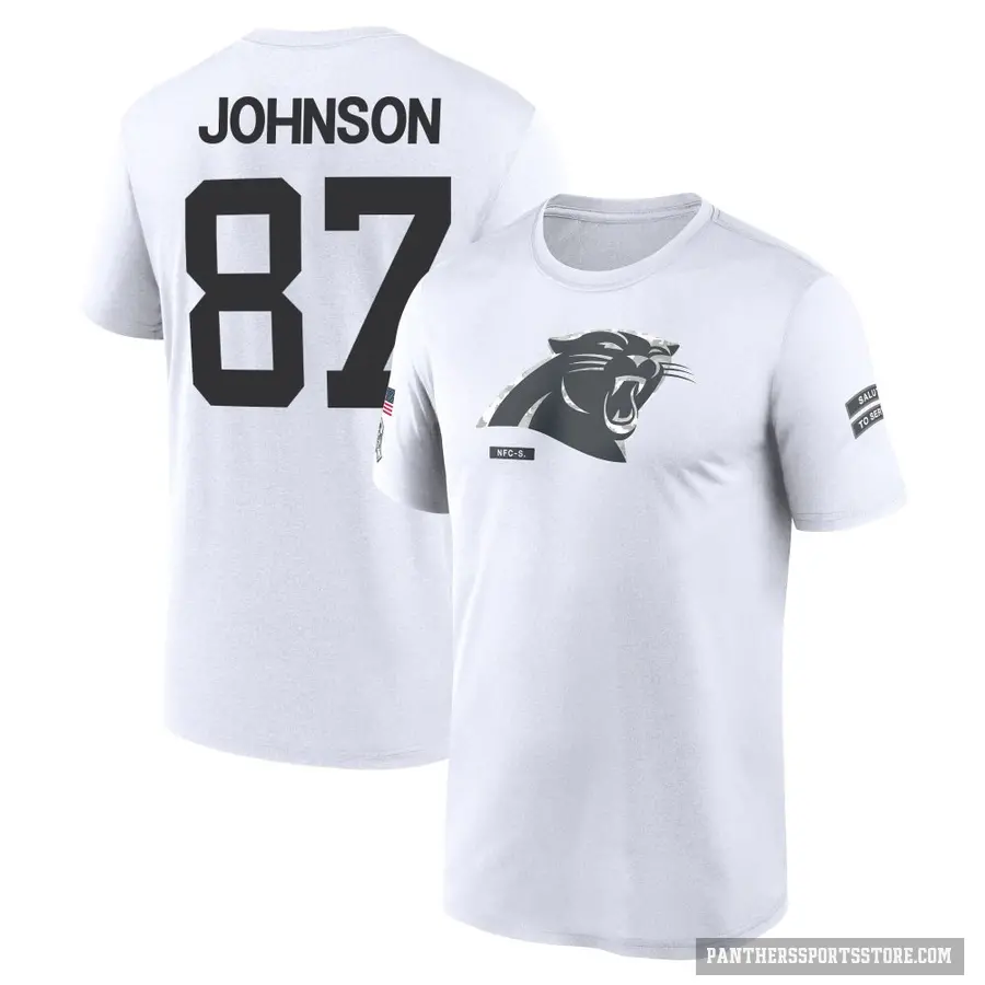 Men's ＃87 Cam Johnson Carolina Panthers White 2024 Salute to Service Performance T-Shirt