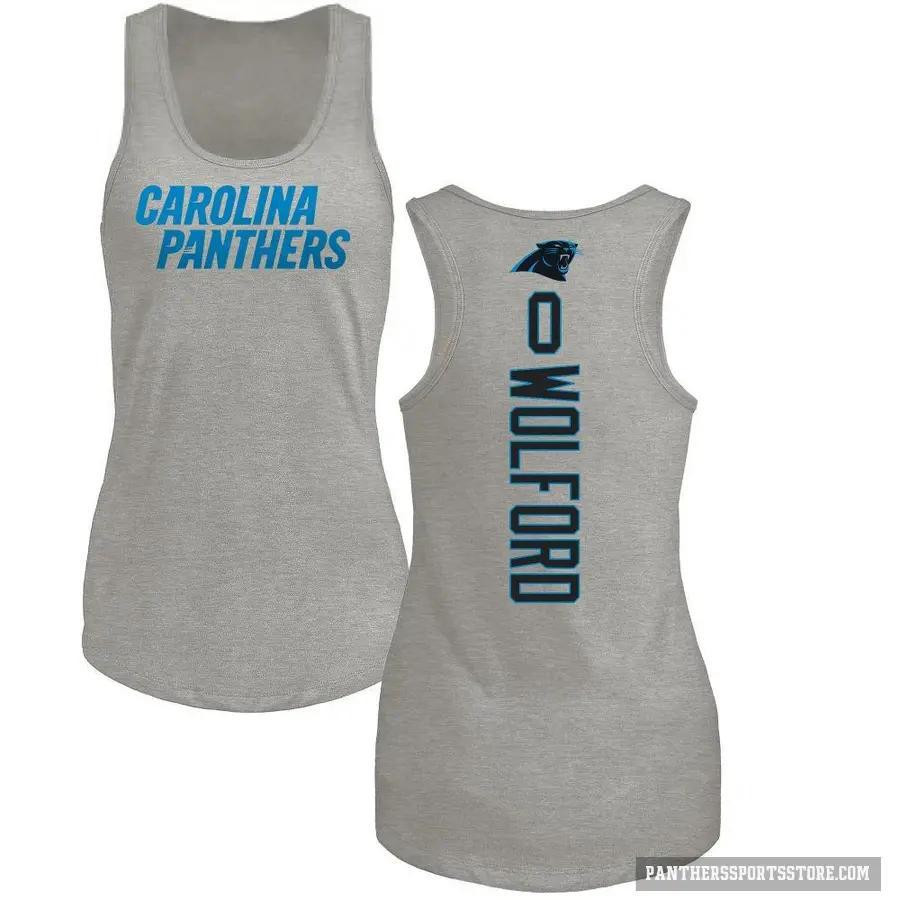 Women's ＃0 John Wolford Carolina Panthers Ash Backer Tank Top