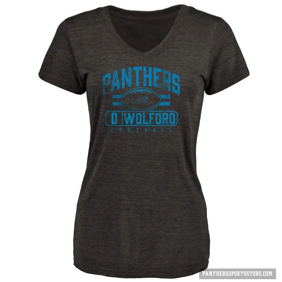 Women's ＃0 John Wolford Carolina Panthers Black Flanker T-Shirt