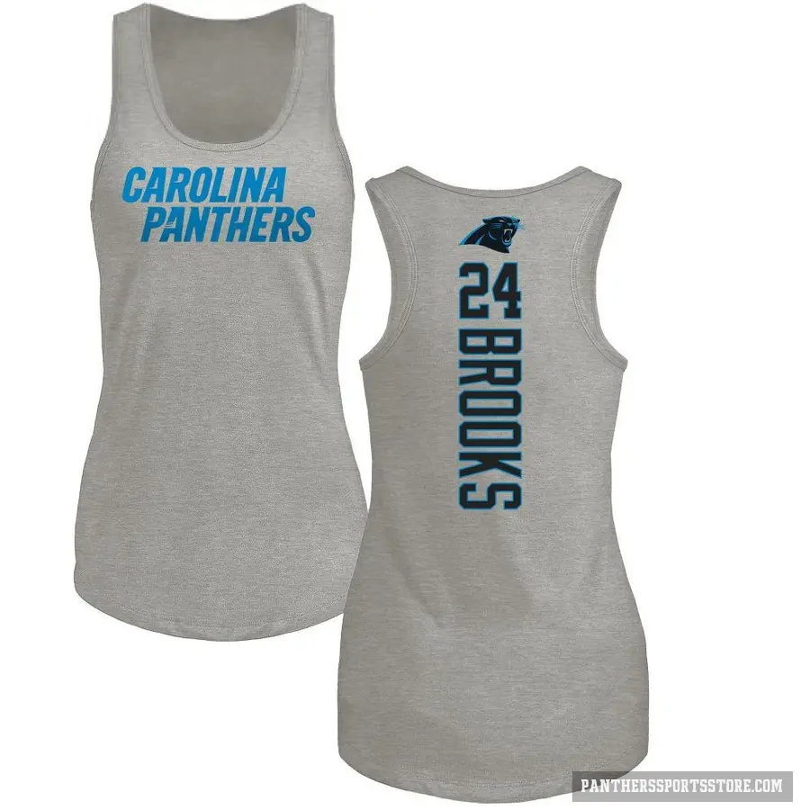 Women's ＃24 Jonathon Brooks Carolina Panthers Ash Backer Tank Top