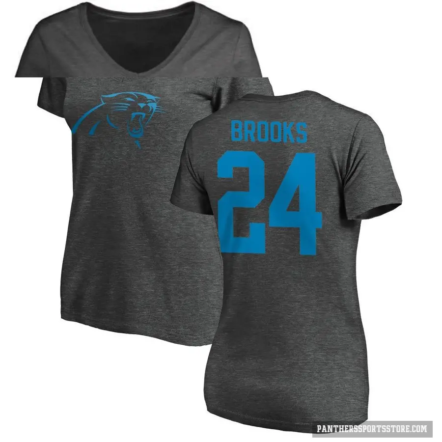 Women's ＃24 Jonathon Brooks Carolina Panthers Ash One Color T-Shirt