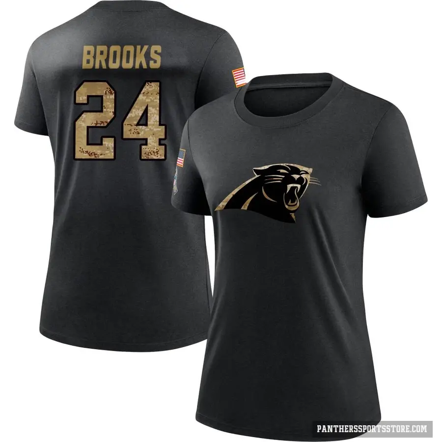 Women's ＃24 Jonathon Brooks Carolina Panthers Black 2020 Salute To Service Performance T-Shirt