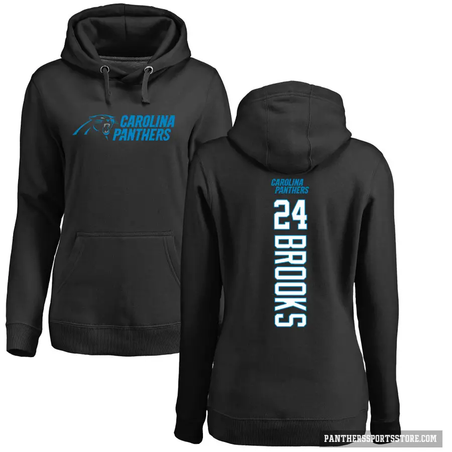 Women's ＃24 Jonathon Brooks Carolina Panthers Black Pro Line Backer Pullover Hoodie