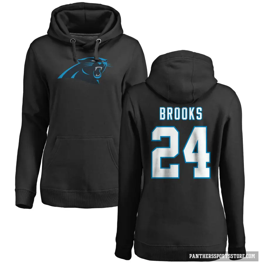 Women's ＃24 Jonathon Brooks Carolina Panthers Black Pro Line Logo Pullover Hoodie