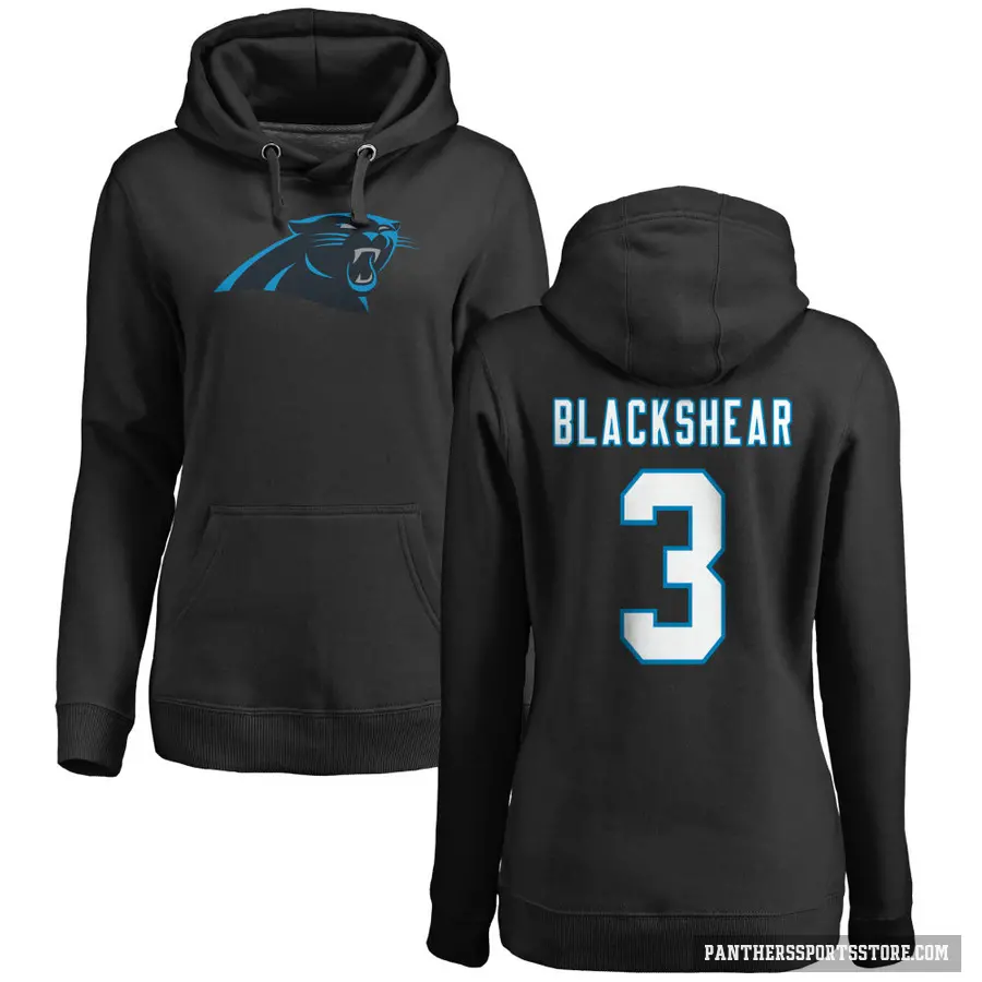 Women's ＃3 Raheem Blackshear Carolina Panthers Black Pro Line Logo Pullover Hoodie