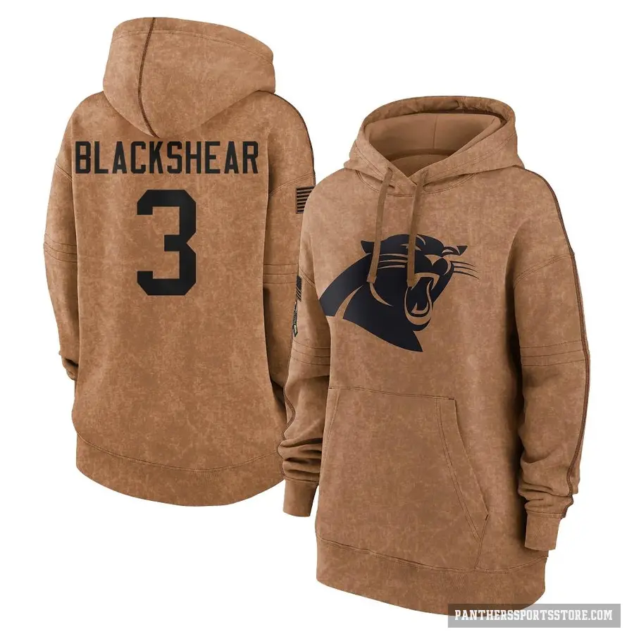 Women's ＃3 Raheem Blackshear Carolina Panthers Brown 2023 Salute To Service Pullover Hoodie