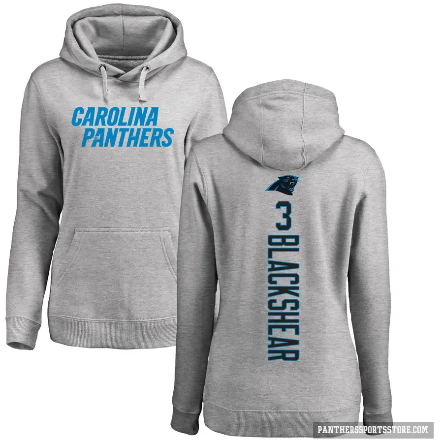 Women's ＃3 Raheem Blackshear Carolina Panthers Pro Line Ash Backer Pullover Hoodie