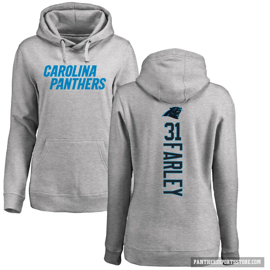 Women's ＃31 Caleb Farley Carolina Panthers Pro Line Ash Backer Pullover Hoodie