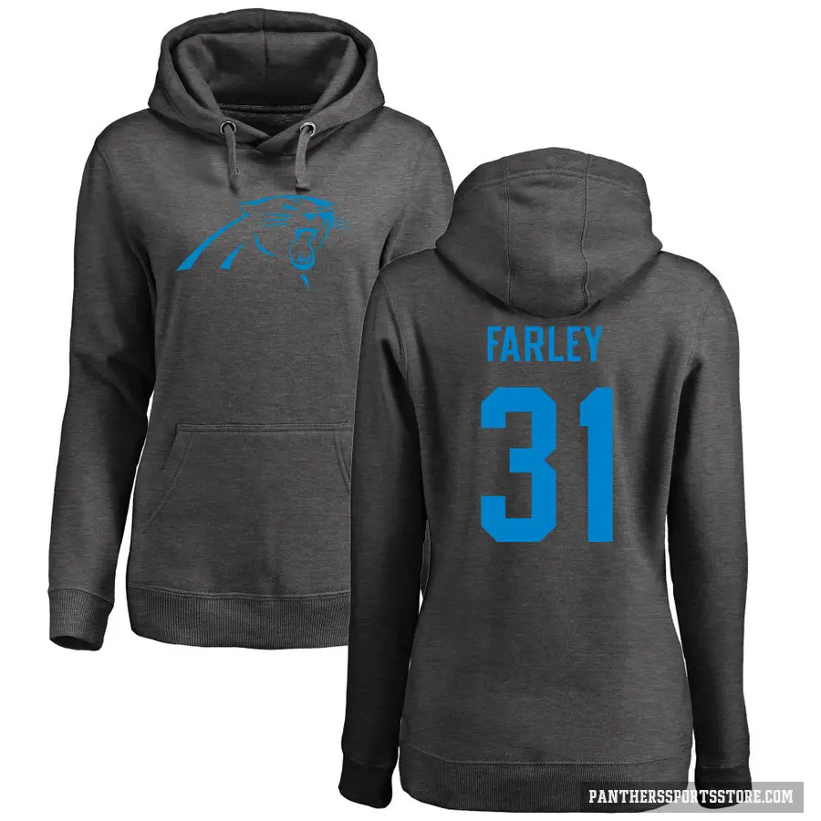 Women's ＃31 Caleb Farley Carolina Panthers Pro Line by Branded Ash One Color Pullover Hoodie