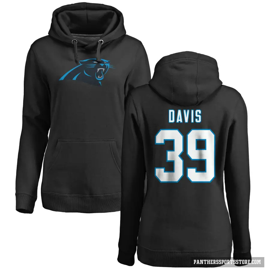 Women's ＃39 Daewood Davis Carolina Panthers Black Pro Line Logo Pullover Hoodie