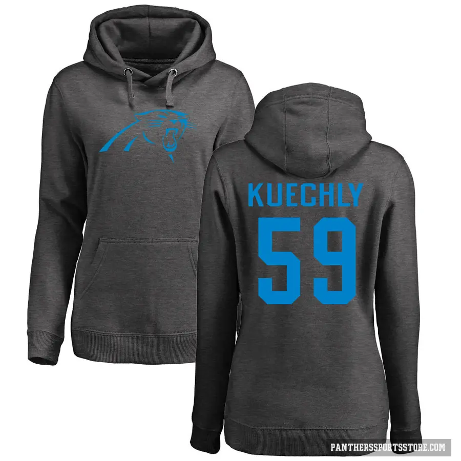 Women's ＃59 Luke Kuechly Carolina Panthers Pro Line by Branded Ash One Color Pullover Hoodie