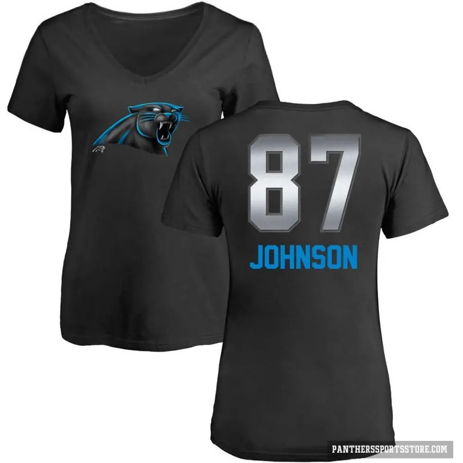 Women's ＃87 Cam Johnson Carolina Panthers Black Midnight Mascot T-Shirt