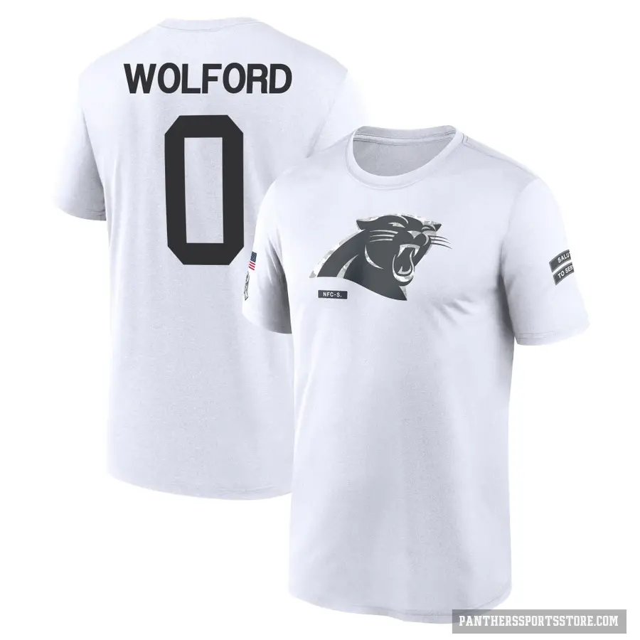 Youth ＃0 John Wolford Carolina Panthers White 2024 Salute to Service Performance T-Shirt