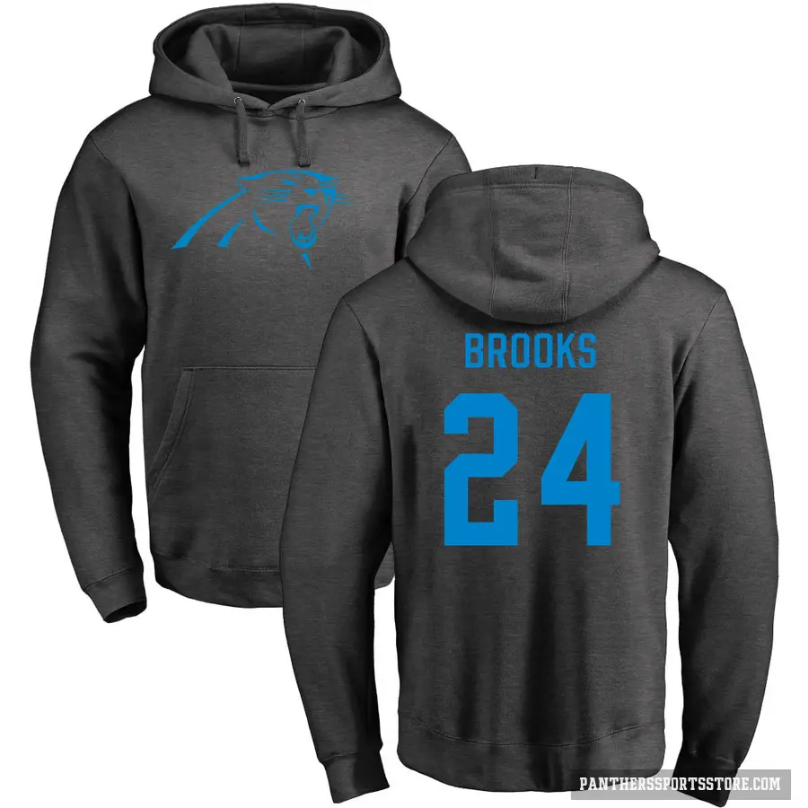 Youth ＃24 Jonathon Brooks Carolina Panthers Pro Line by Branded Ash One Color Pullover Hoodie